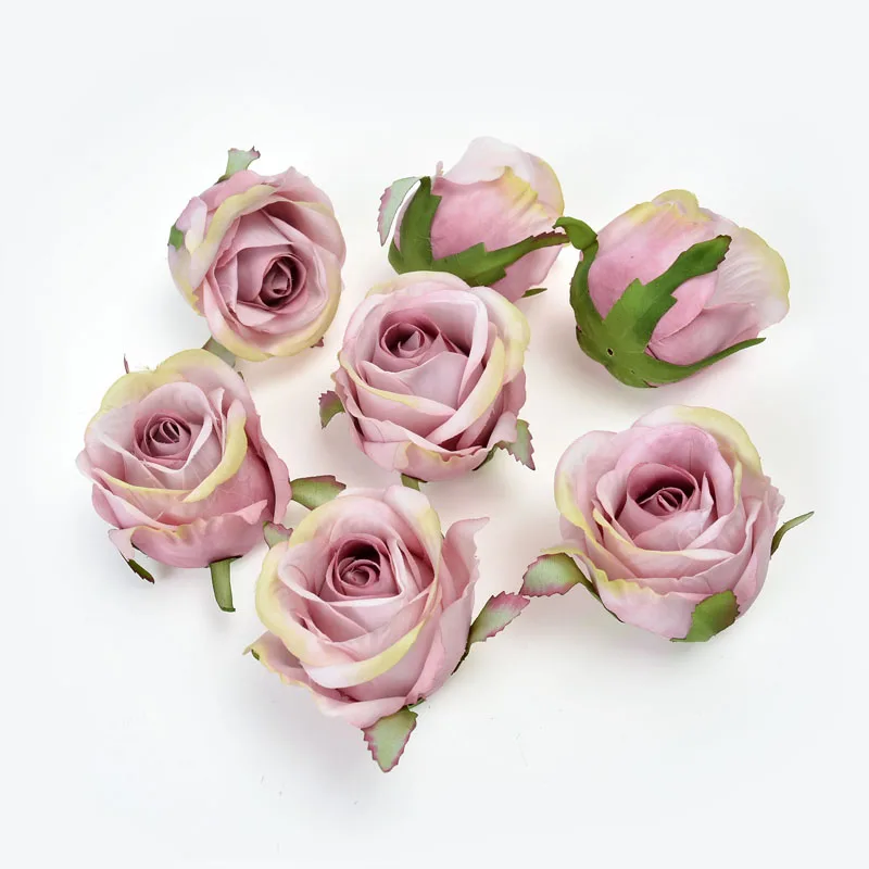 1pcs new artificial flower high quality silk rose head wedding home Christmas decoration diy flower wall scrapbook gift box - Цвет: Champagne pink