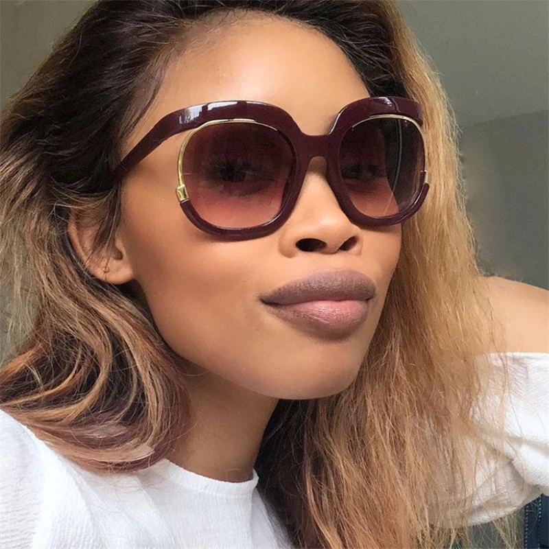 2019 de moda gafas de sol con media montura de la marca de lujo de  celebridad de moda de gafas de sol Retro Punk tonos para mujeres  Oculos|Gafas de sol para mujer| -