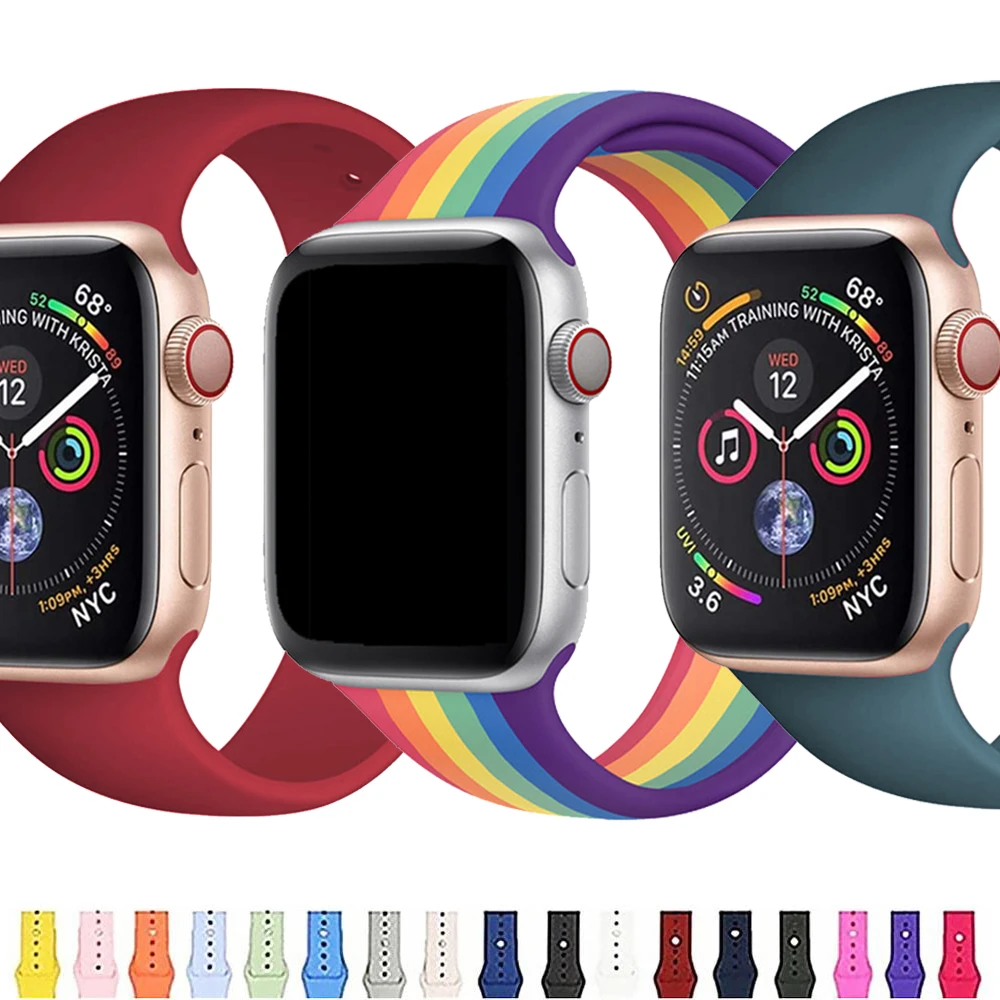 

For iwatch 38 42 mm band Silicone watch strap for Apple watch 5 4 38mm 42mm sport soft watches band for iwatch 5 4 3 2 1 40 44mm