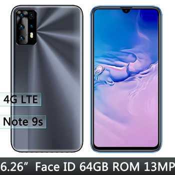 Teléfono Inteligente Note 9s 4G LTE, 4G RAM + 64G ROM, + 13MP 5MP, identificación facial, cámara frontal/trasera, 6,26 ", Android, desbloqueado