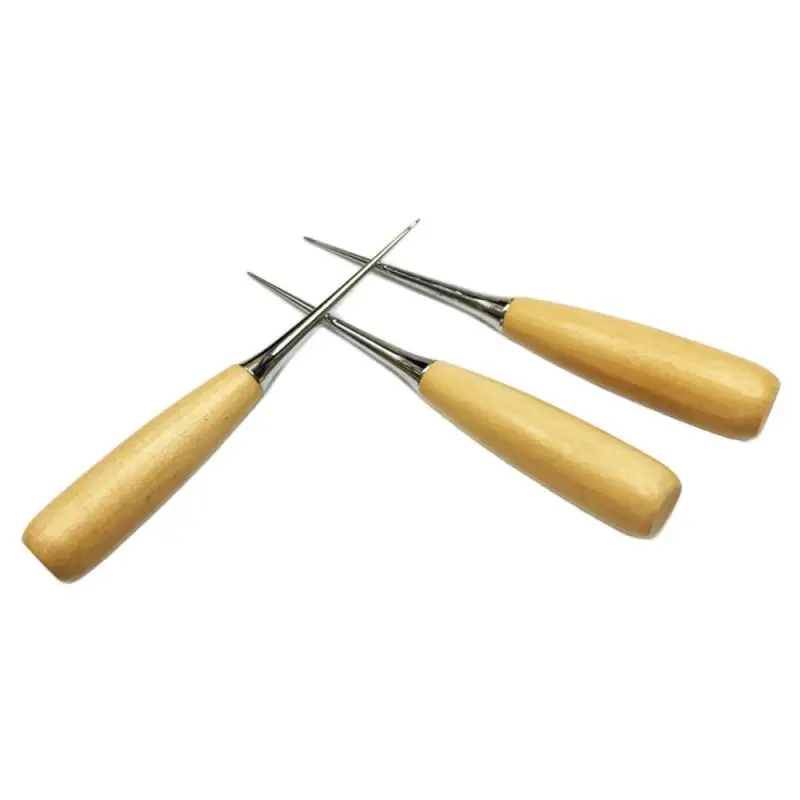 New Wooden Handle Awls Professional Hole Punches DIY Leather Tent Sewing Awl Shoes Repair Tools For Awl Craft Stitching Leather