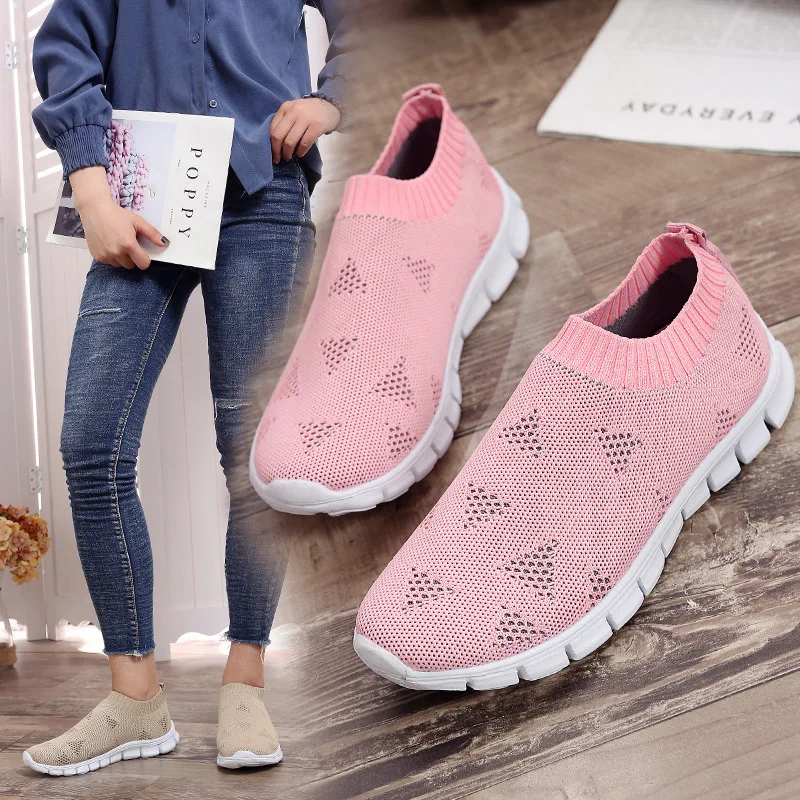 

2019-on Korean-style Versatile Fly Woven Low Top Foot Covering Casual Breathable New Lightweight Fly Woven Large Size Women's