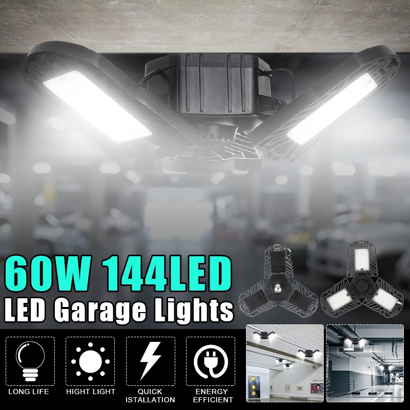 Baratos Lámpara Led de garaje deforme la lámpara Industrial E27 E26 Led alta Bahía luz 60W taller aparcamiento almacén lámpara Luz de garaje 85 265v