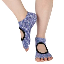 Женские носки для йоги, с открытой спиной, силиконовые, Нескользящие, с пятью пальцами, носки с половинчатым носком, для балета, спортзала, фитнеса, спорта, хлопковые носки, тапочки для танцев