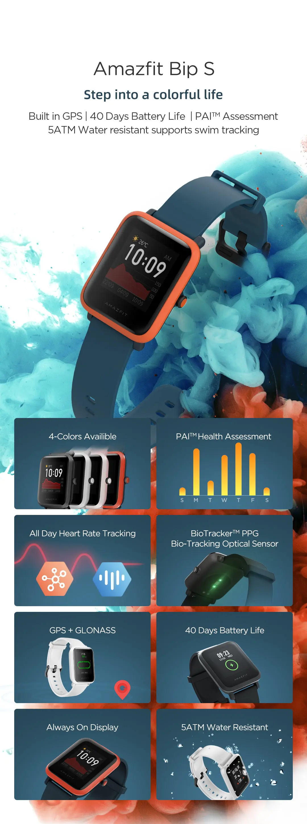 smartwatch 5atm impermeável embutido gps glonass relógio