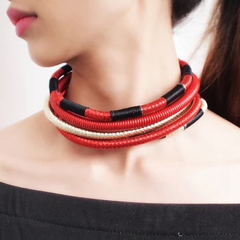 

Bohemia Multilayer Choker Necklaces Women Collar Statement Necklace Rope Magnetism Button Indian Jewelry UKMOC