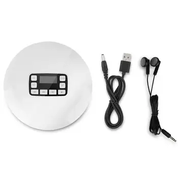 

White EU Plug LCD Portable AUX CD Player + Headphone for MP3/CD/CD-R/CD-RW Disk 2019 new style CD Players