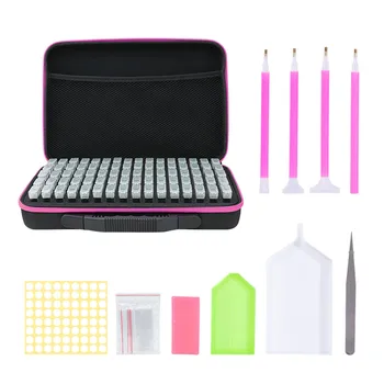 

Tweezer Cross Stitch Plate Point Drill Pen Diamond Painting Case Set Jewelry Storage With 60 Bottles Shockproof DIY Embroidery