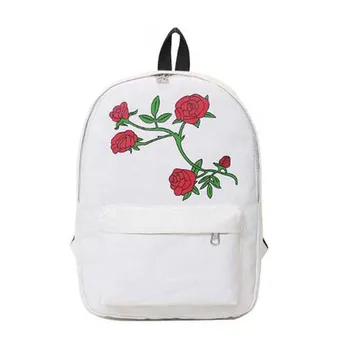 

Women's Floral Rose Print Backpack Large Capacity Teenagers School Bag Knapsack Travel Shoulder Bag Girls Women