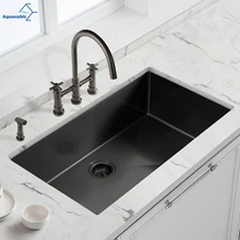 Aquacubic  Handmade Stainless Steel Undermount Kitchen Sink Gunmetal Black  Premium 304 Grade Stainless Steel