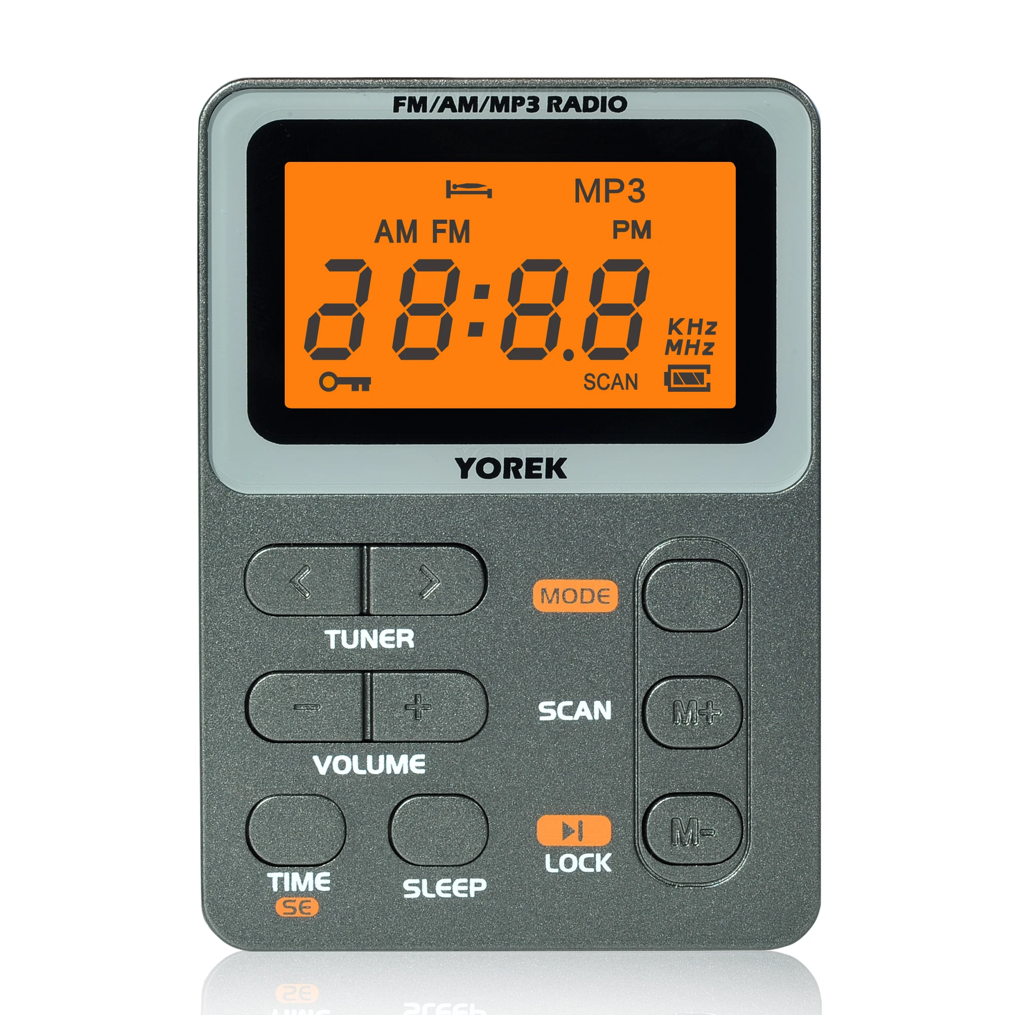 Yorek Pocket AM/FM Portable Radio, Best Reception, with Earphone, MP3 Player Support TF Card, Mini Digital Walkman Radio