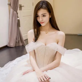 

Newest Abito da Sposa Boat Neck Bride Dress Embroidery Gorgeous Ball Gown Wedding Dresses Vestido Noiva Princesa