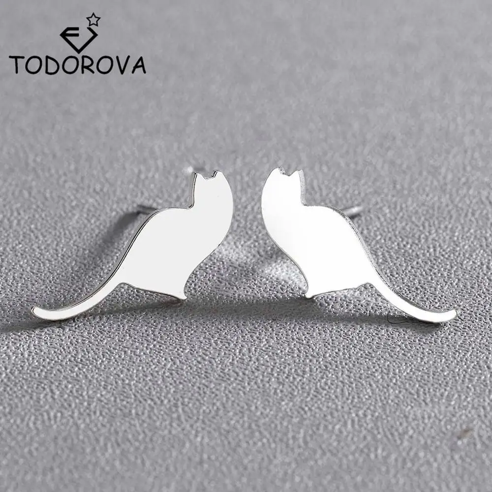 

Todorova Cute Kitten Ear Studs Fashion Lovely Small Cat Stud Earrings for Women Minimalist Jewelry Female Party Gifts