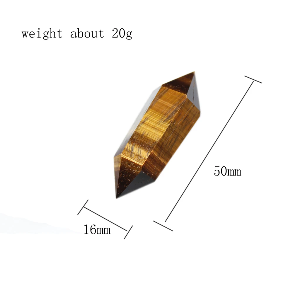 Runyangshi 1pc Natural Tigereye Crystal Column Double-pointed Treatment Stone Quartz Crystal Stone Decoration Ornament