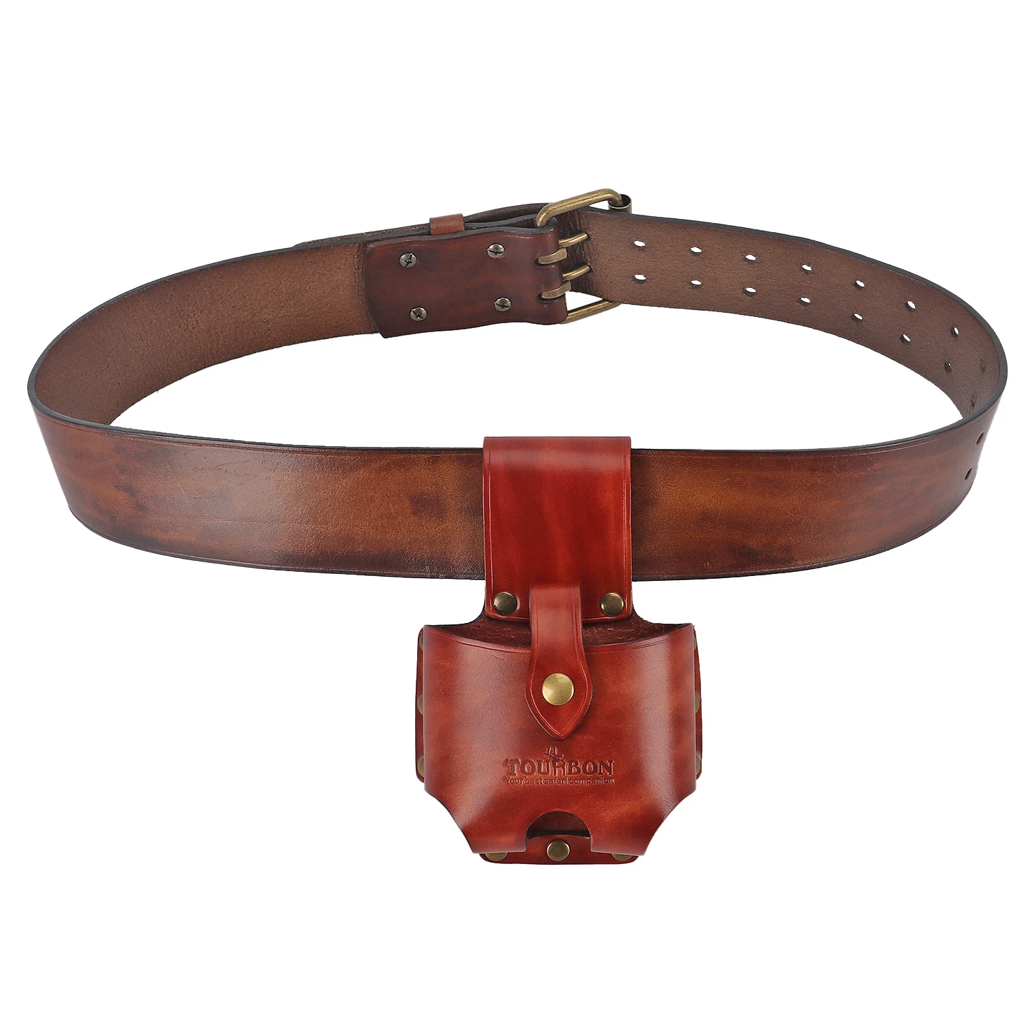 Tourbon Genuine Leather Large 10m Tape Measure Holder Tool Tapes Holster Pouch Loop Attach to Belt for Carpenters Electricians
