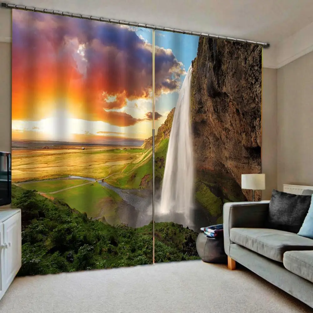 

waterfall curtains nature scenery curtain 3D Curtain Luxury Blackout Window Curtain Living Room Blackout curtain