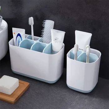 

Toothbrush Holder Multi-function Bathroom Storage Box Floor Type Tooth brush Storage Rack Organizer Bathroom Accessories Sets