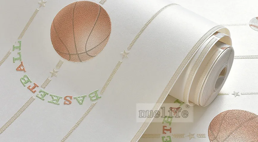 Люстра в форме баскетбольного/футбольного мяча полосатый узор нетканые обои Гостиная Спальня Дети Детская комната ТВ фоне кирпичной стены