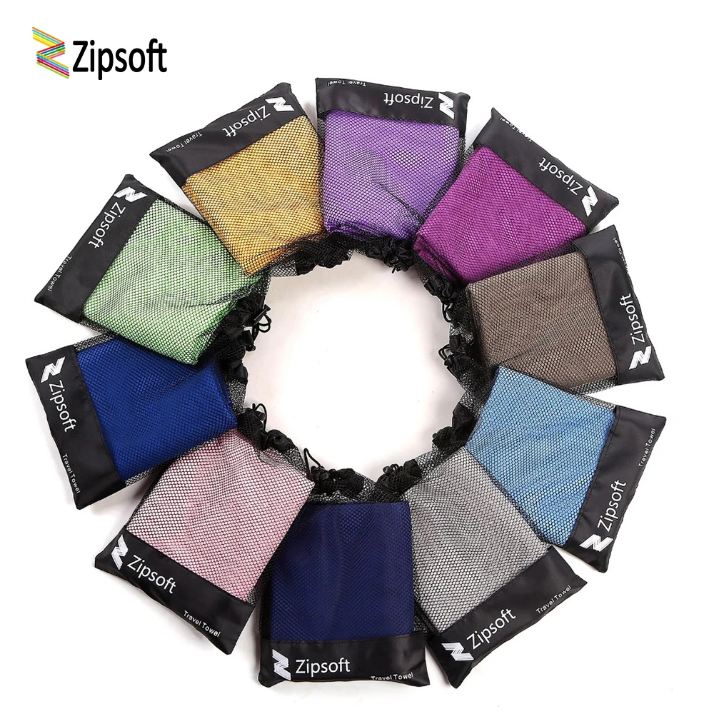 Брендовое пляжное полотенце Zipsoft из микрофибры быстросохнущее для путешествий