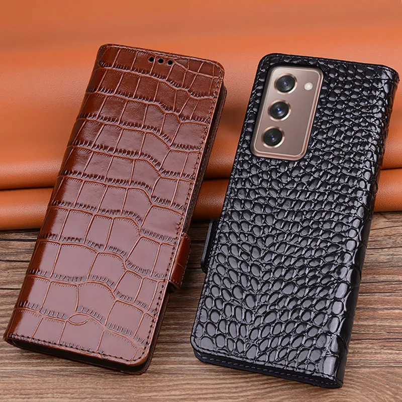 Genuine Leather Case for Samsung Gaxlay Z Fold 2 5G Flip Case Cover for Samsung Z Fold 2 Fold2 Genuine Leather Flip Phone Case