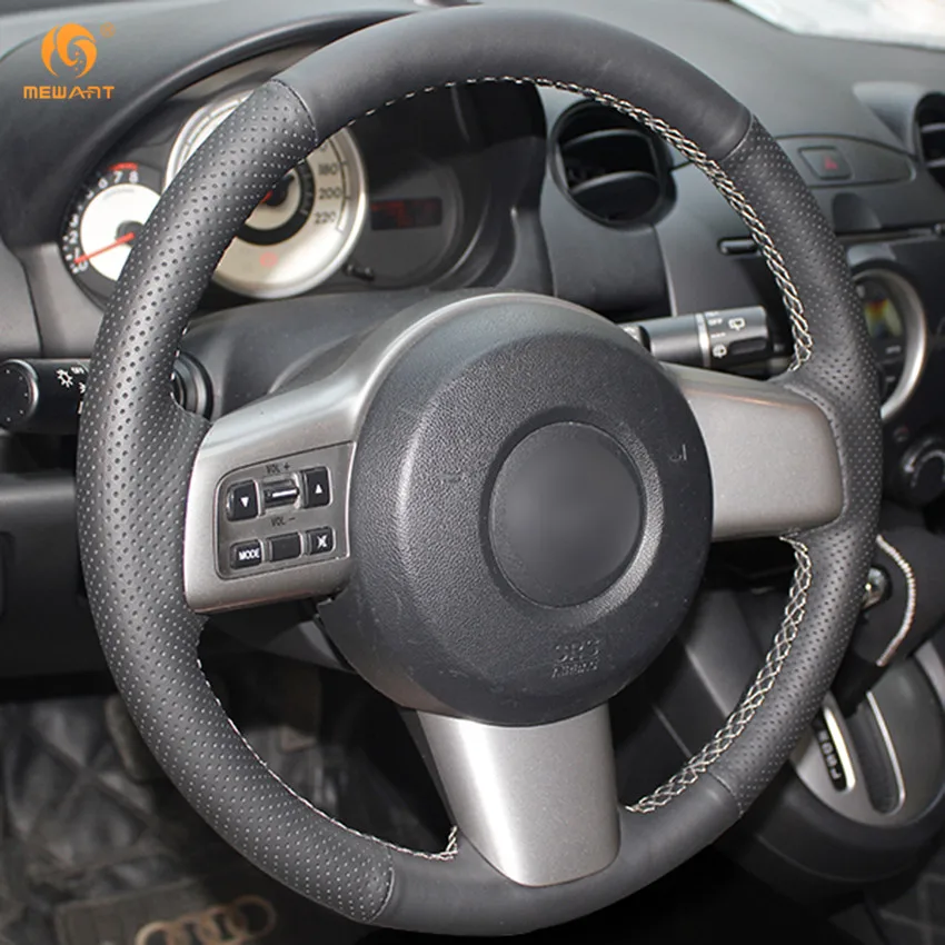 MEWANT черный чехол рулевого колеса автомобиля из натуральной кожи для Mazda 2 2008 2009 2010