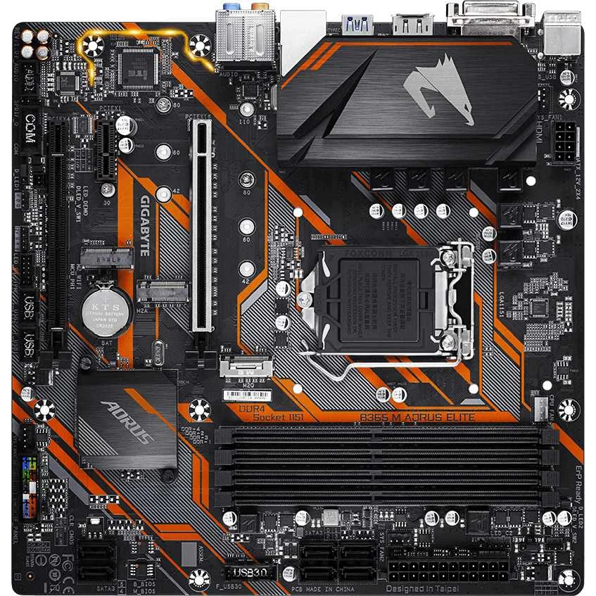 Материнская плата Gigabyte B365 M AORUS ELITE Soc-1151v2 Intel B365 4xDDR4 mATX AC`97 8ch(7.1) GbLAN