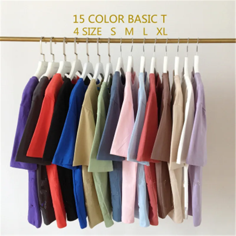 95% Cotton Candy Colors T Shirt Summer Women Loose Solid Tee Shirt Female Short Sleeve Tops Tees Causal O-Neck Basic T-shirt