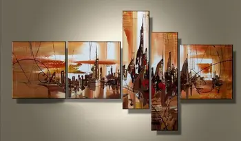 

Hand-painted 5 Pieces Abstract Oil Painting Modern Canvas Wall Art Abstract Wall Painting Artwork for Home Living Room Wall Déco