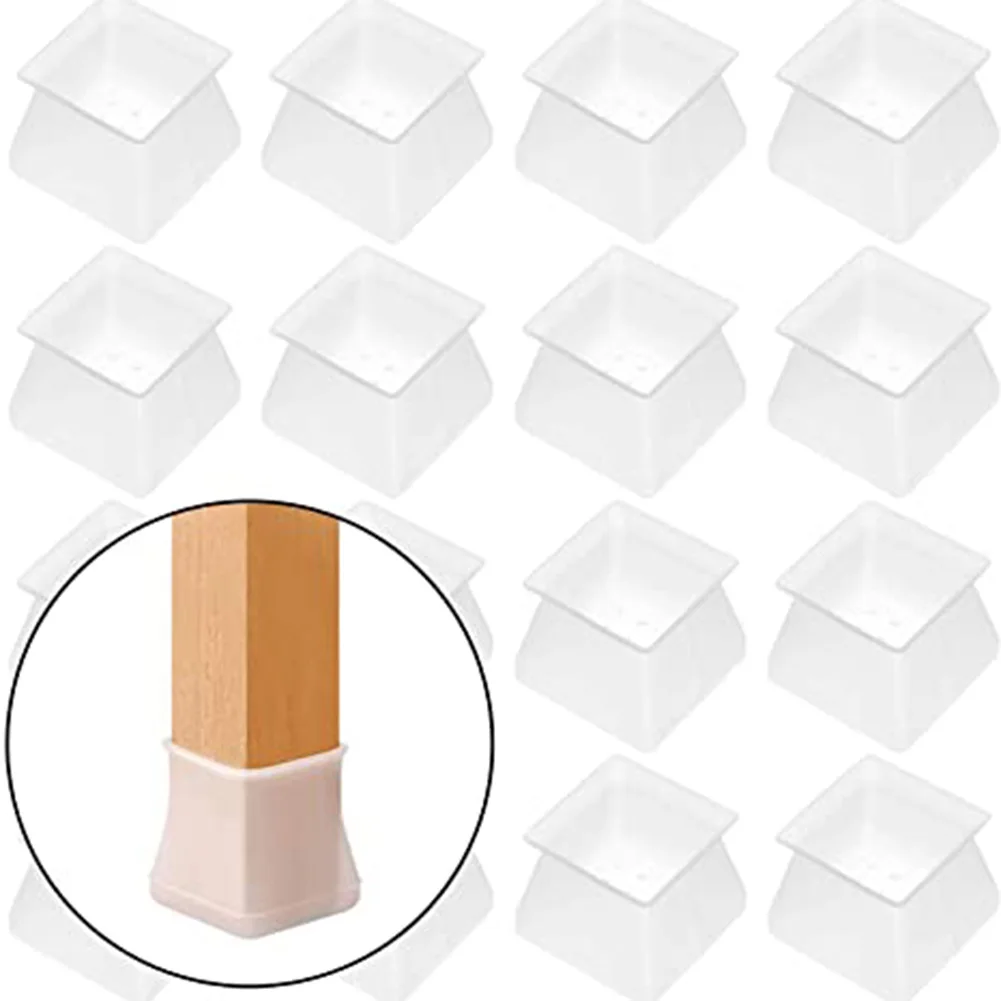4/8/16 Pcs Furniture Protector Silicone Protection Cover Square For Chair Leg Floor Protector Silent Anti-Skid Chair Protector
