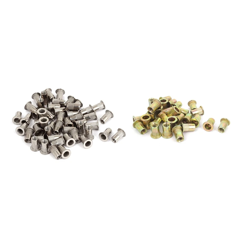 

80Pcs Stainless Steel Metric Flat Head Blind Rivet Nut Insert Nutsert - 50Pcs M5X13Mm & 30Pcs M6X15Mm