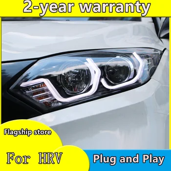 

Car Styling For honda HRV headlights For VEZEL HRV LED head lamp Angel eye led DRL front light Bi-Xenon Lens xenon HID