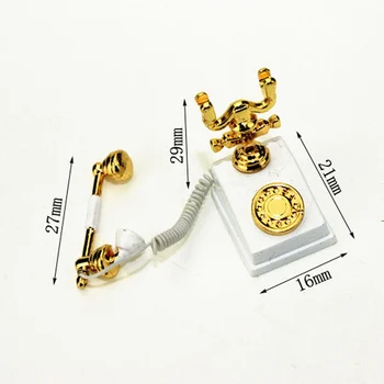 

1:12 Miniature Phone Model Alloy Vintage Retro Rotary Telephone Dollhouse Decoration Accessories B99