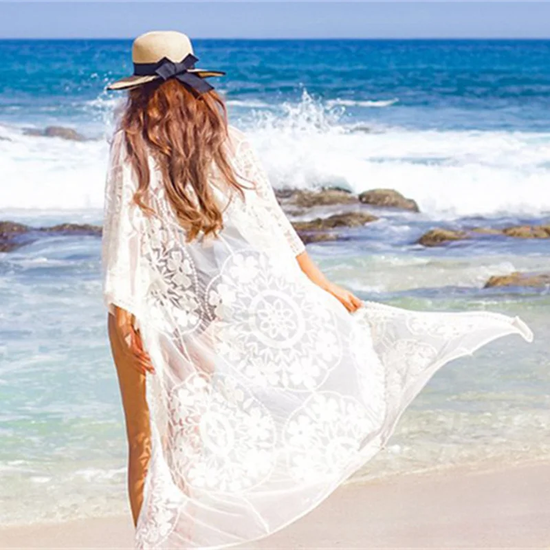 NODELAY кружевное вязаное бикини накидка 2019 женский пляжный кардиган Saida de Praia