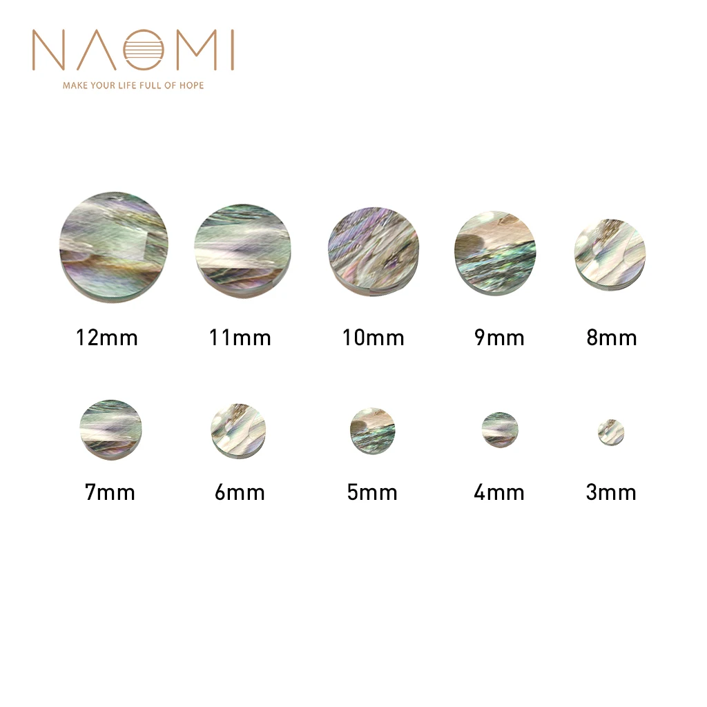 Naomi 10 шт. гитара Dots 3 мм-12 мм Абалон инкрустация гитара Dots инкрустация для гитары для укулеле, банджо доступны различные размеры