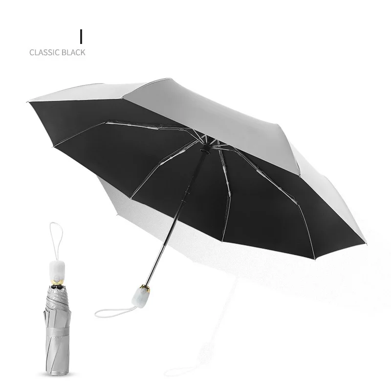 Только Jime, автоматический зонт с титановым серебряным покрытием, Одноцветный, защита от солнца, анти-УФ, три складных автоматических зонта - Цвет: 13