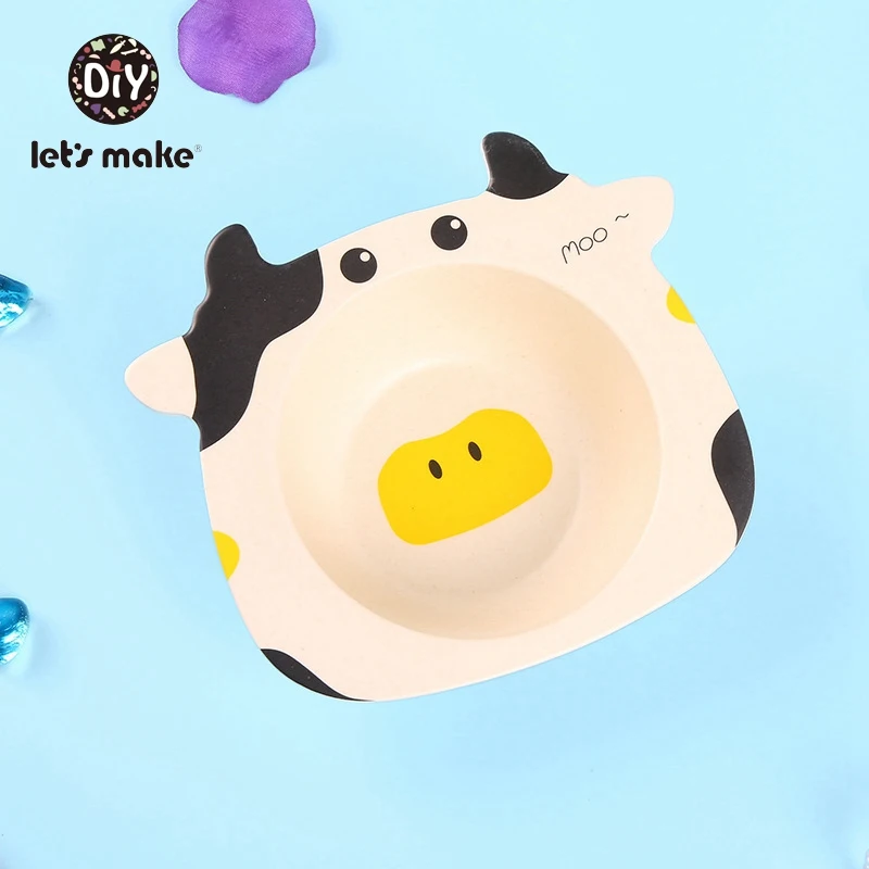 milkcow Давайте изготовим детские блюда для игр, пищевая вилка, чашка для курицы, пищевая добавка, мультяшная тарелка для кормления детей, посуда для детей - Цвет: milkcow