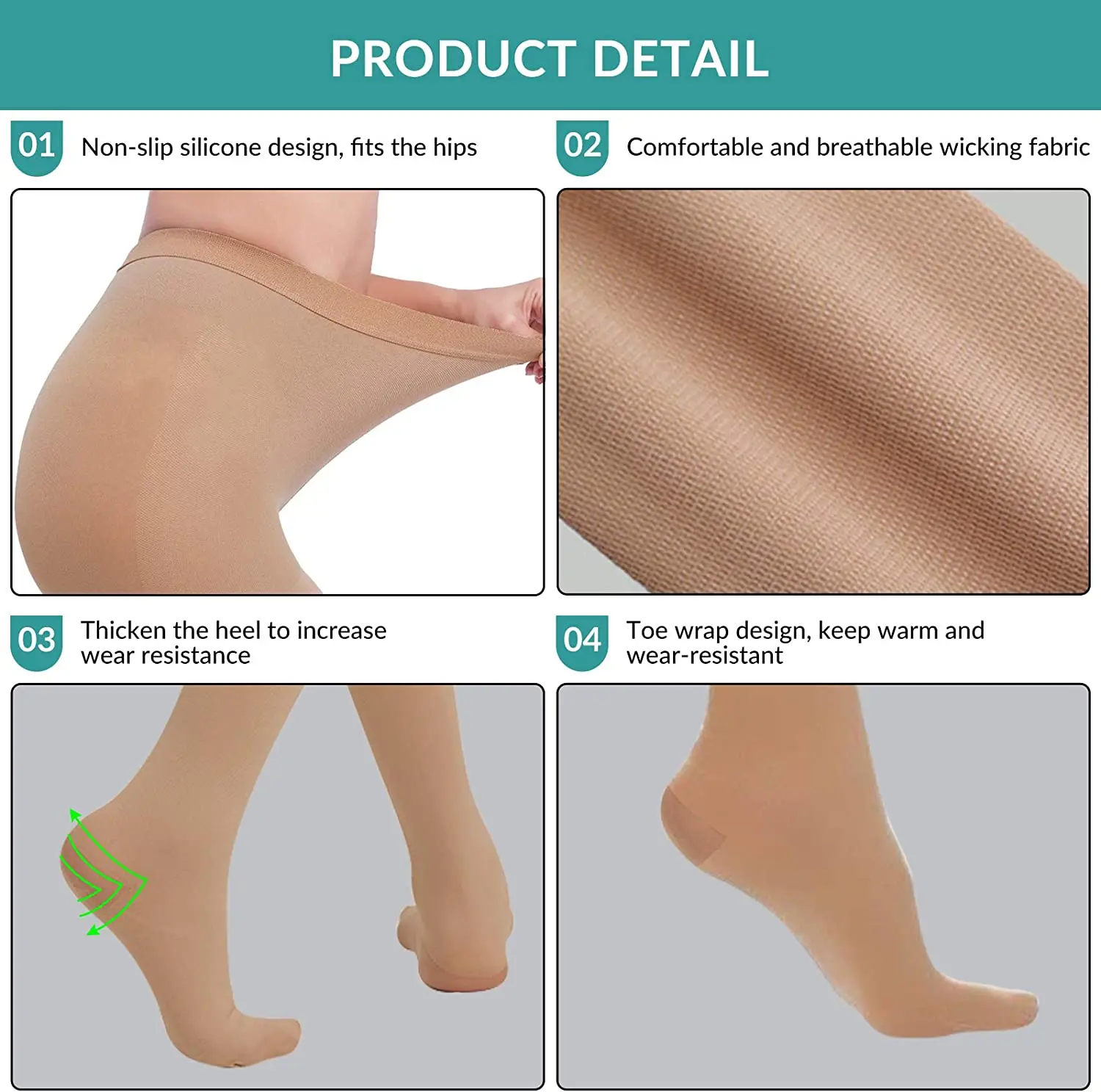 34-46mmhg Varicose Veins Medical Tights Open Toe Compression Pantyhose  Stockings for Women Opaque Support Pantyhose
