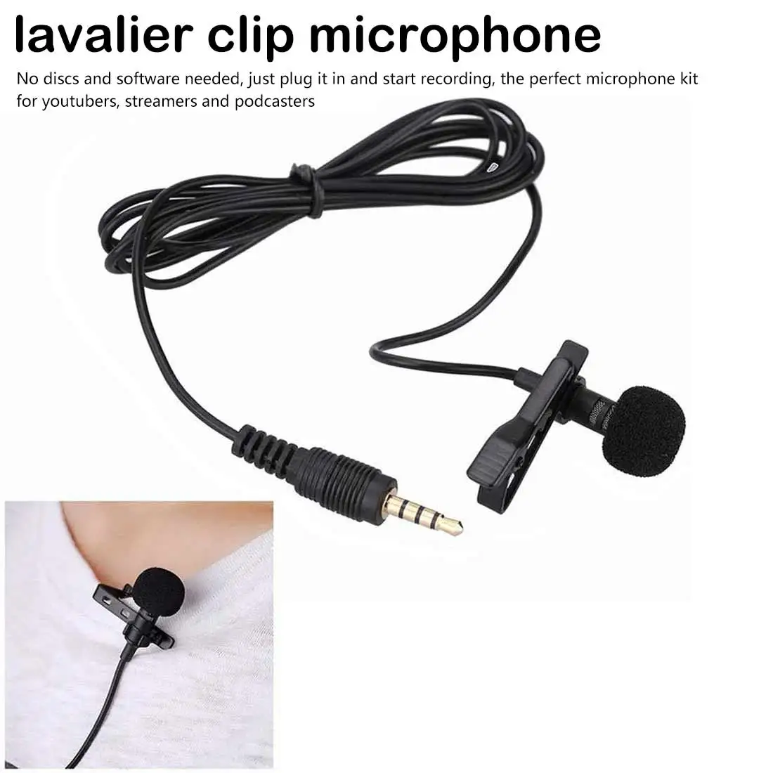 

External 3.5mm Handsfree Speeching Microphone Mini Wired Collar Clip Lapel Lavalier Microphone For teaching Speeching