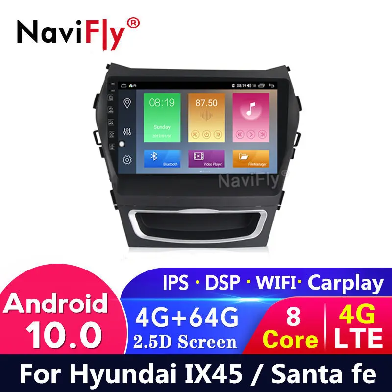 4G LTE Android 10 + 64G для Hyundai IX45 SANTA FE 2013 автомобильный dvd плеер авторадио автомобильное
