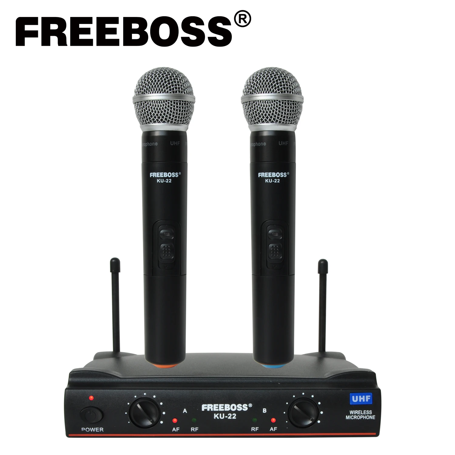 ワイヤレスマイクシステム　Freeboss KU-22 Freeboss KU-22 50M Working Range Dual Channel 2 Handheld Mic