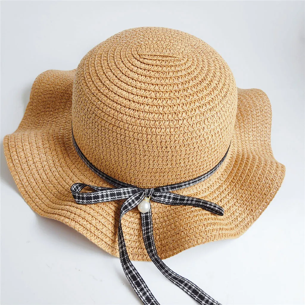  Baby Girl Sweet leisure Sun Hat kids hat sun straw hat handmade  Children Kids Summer Hat Beach Bucket Cap Toddler Girls Hat