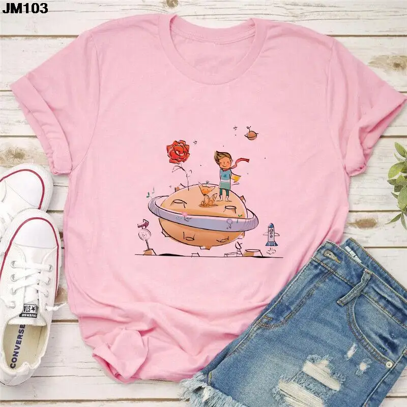 

Harajuku Hip Hop Hipster Womens T Shirt Fashion Streetwear Short Sleeve Tshirt Little Prince Art Printed Female Clothing T-shirt