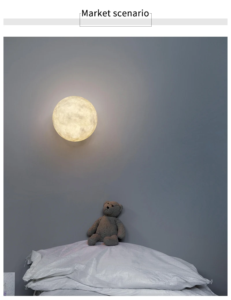 Moon wall lamp Nordic living room decoration lamps simple and creative moon lamp study bedroom bedside wall lamp wall lamp light