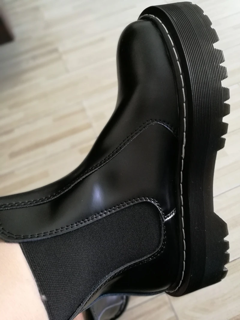 Черные ботинки с круглым носком; винтажные Дизайнерские ботильоны без застежки; роскошная женская обувь на плоской подошве; коллекция года; ботинки «Челси» из натуральной кожи; Новинка