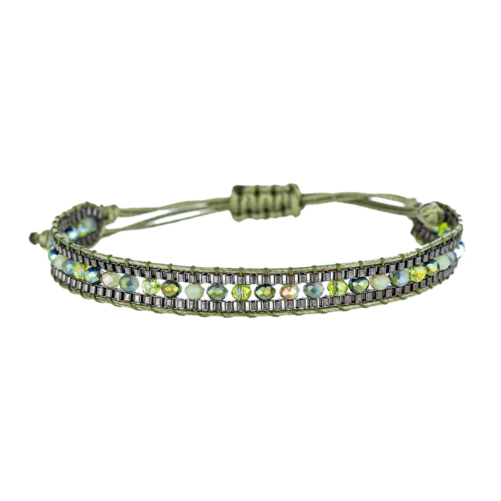 Drop Shipping Unisex Crystal Bead Chain Stretch Wrap Bracelet Boho