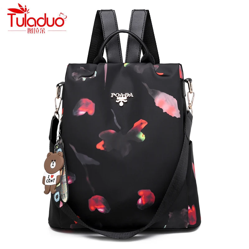 Модный вместительный рюкзак с брелком медведя модные женские рюкзаки защитой от