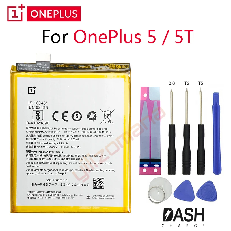 Аккумулятор ONEPLUS для телефона OnePlus 5/5 T A5001 A5010 BLP571 3210/3300 мАч, высококачественные Сменные Аккумуляторы, бесплатные инструменты