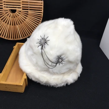 

Warm winter hat female white imitation fur cap lei feng as the northeast cold cap more male spire outdoor cap