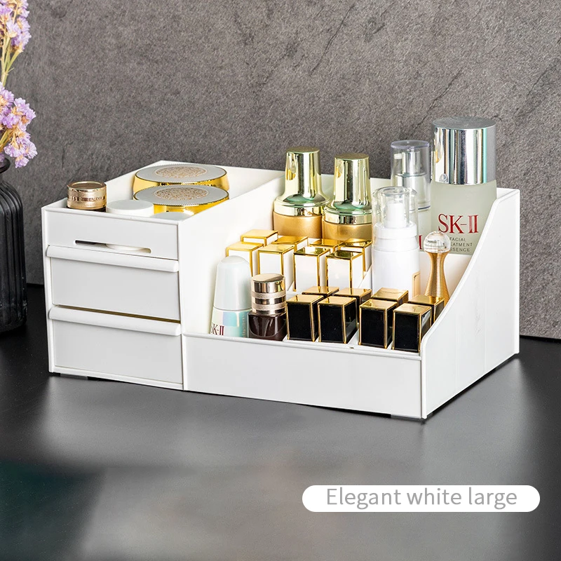 

Plastic Makeup Organizer Box 16 Grid Lipstick Storage Rack Two-Layers Jewelry Drawer Bathroom Cosmetic Office Organizer Tool