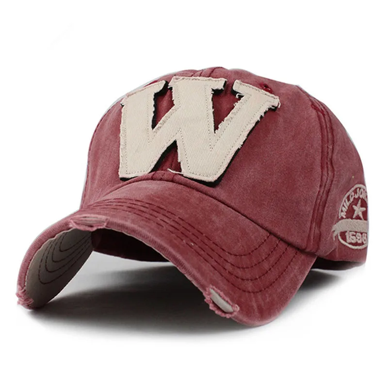 

Cotton Embroidery Letter W Baseball Cap Snapback Caps Bone casquette Hat Distressed Wearing Fitted Hat For Men Custom Hats